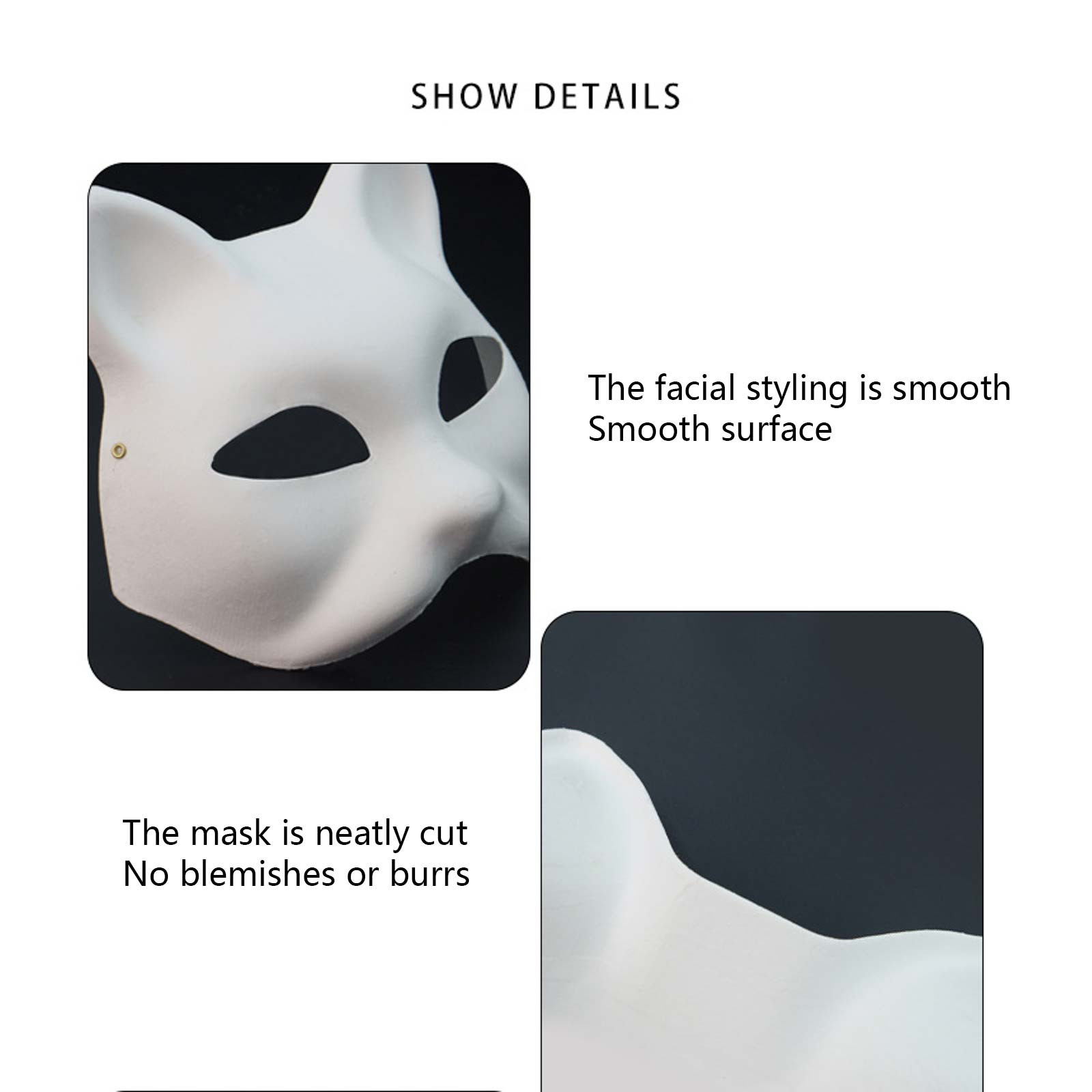 6PCS Paper Therian Cat Set - DIY Gear Including Blank Fabrics Brushes Mesh Sheets Glowing Paint for Halloween and Parties