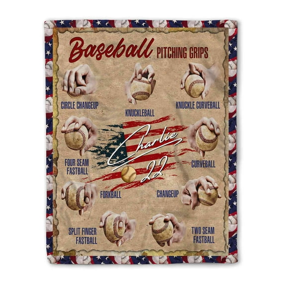 Lazaofficial Personalized Name Blanket, Baseball Blanket, Sports Blanket, Baseball Gifts