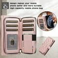 thumbnail image 3 of Nalacover for iPhone 11 Pro Max 6.5 inch Premium PU Leather Crossbody Case with Shoulder Strap & Wrist Strap,Shockproof Magnetic Flip Kickstand Credit Card Slots Zipper Wallet Phone Case,Rosegold, 3 of 12
