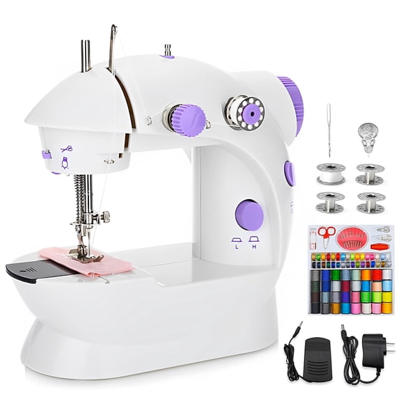 Fixdono Mini Sewing Machine for Beginners, 111-Piece Portable Sewing Machine, Dual Speed Sewing Kit for Household, Travel