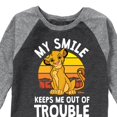 thumbnail image 3 of The Lion King - Simba - My Smile Keep Me Out of Trouble - Toddler & Youth Raglan Graphic T-Shirt, 3 of 6
