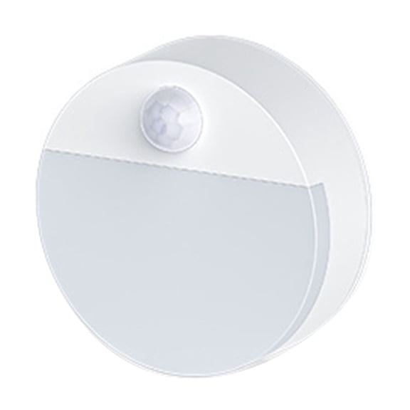 Yajisi Motion Sensor Wall Light Intelligent Cabinet Night Light Bedside Stair Lamp LED Automatic Induction Soft Glow for Hallway Kitchen Bedroom Battery Powered, Circle Shape, White Light, 1 Pack