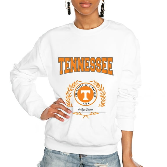 Women's Gameday Couture White Tennessee Volunteers It's a Vibe Classic Fleece Crewneck Pullover Sweatshirt
