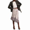 thumbnail image 2 of Women Lace Trim Satin Long Skirt Silk Lace Skirt Elegant Flowy A Line Midi Underskirt White M, 2 of 9
