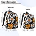 thumbnail image 3 of Honeii Yellow White Daisy Pattern Print Canvas College Laptop Backpack, Durable Rucksack Travel Notebook Bag School Backpack Book Bag for Men Women-Small, 3 of 7