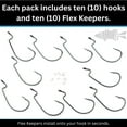 thumbnail image 4 of Harmony Fishing - Razor Series EWG Offset Hooks with Flex Keepers 10 Pack  Bass Fishing  Adjustable Flexible Bait Stoppers  HCS  Slick Black Nickel Coating Size 1/0 10 Pack w/Flex Keepers, 4 of 9