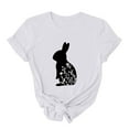 thumbnail image 2 of HOMBOM Short Sleeve Womens Easter Shirts 2024 White Crew Neck T-shirt Easter Bunny Print Summer Tops for Women XL, 2 of 5