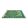thumbnail image 2 of Ahgly Company Machine Washable Indoor Square Persian Turquoise Blue Traditional Area Rugs, 3' Square, 2 of 4