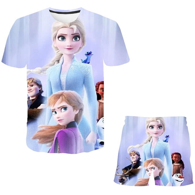 Ropa para niños Niños Frozen Elsa Anna Traje Chica Fleece Camiseta Pantalones cortos Sudadera Pantalón Invierno Primavera Chica Niño Chándal Sportswe11T Gao Jinjia LED