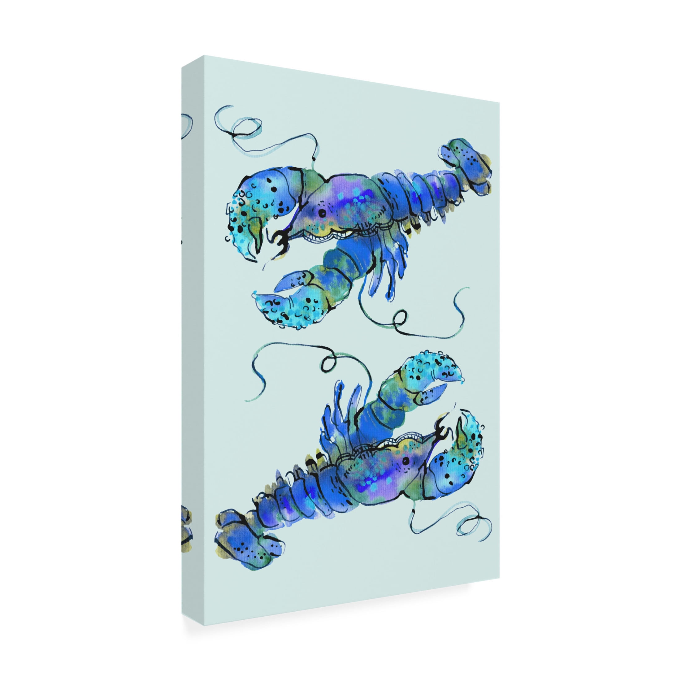 Trademark Fine Art Ania Zwara  Lobsters On Azure Canvas Wall Art