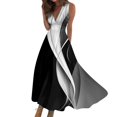 thumbnail image 1 of Robe de Plage, Robes d'Été pour Femmes, Robe Maxi Sans Manches Colorée Mode Décontractée avec Encolure en V Robes d'Été pour Femmes, 1 of 5