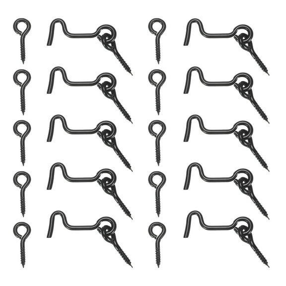 Uxcell 10-Pack Hook and Eye Latch for Door 1.5 Inch Carbon Steel Gate Latch Barn Door Lock Black Hook and Eye Gate Latch