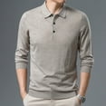 thumbnail image 5 of Men's Autumn Solid Polo Knit Slim Fit Casual Long Sleeve Wool Sweater, 5 of 14