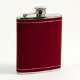 thumbnail image 2 of Bey-Berk International FS156 6 oz Stainless Steel Red Leather White Stitch Flask, Red, White & Silver, 2 of 2