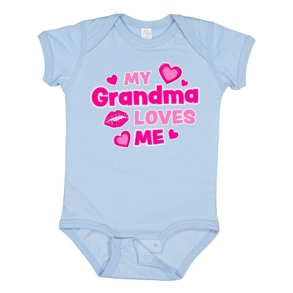Inktastic My Grandma Loves Me with Hearts and Kiss Boys or Girls Baby Bodysuit