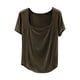 thumbnail image 1 of Camiseta de Manga Corta Mujeres Moda de Verano Yoga Casual Cuello Cuadrado Delantero Hombro Recto Cuello Redondo Superior, 1 of 4