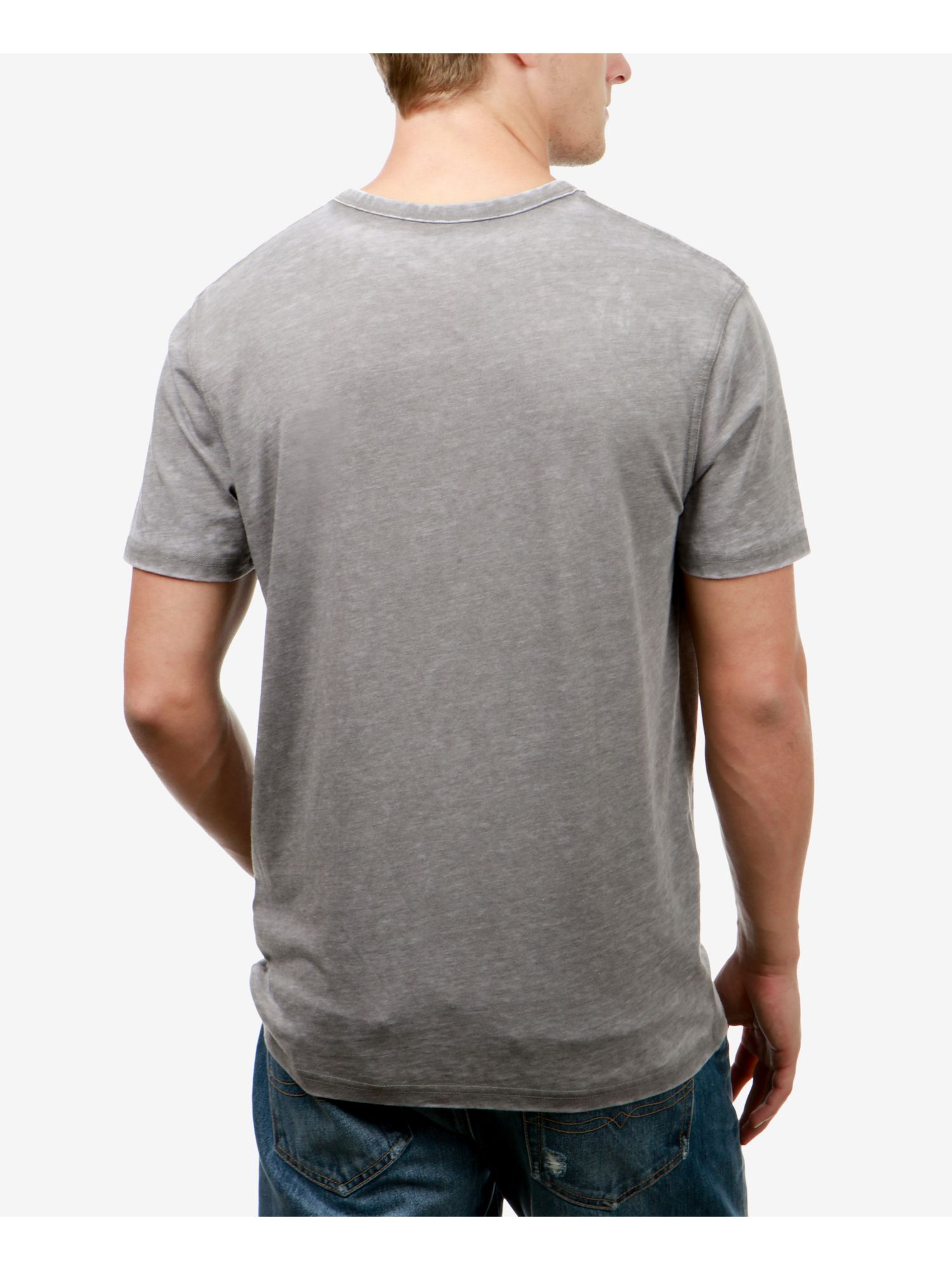 Lucky Brand Mens Burnout Short Sleeve Henley Shirt Gray L - image 2 of 2