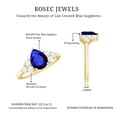 thumbnail image 5 of Rosec Jewels Blue Sapphire Engagement Ring with Diamond Trio - 6X8 mm Pear Shaped Lab Grown Sapphire - AAAA Grade, 18K Yellow Gold, US 6.50, 5 of 8