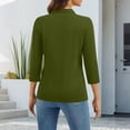 thumbnail image 4 of Nestiefly Golf Shirts for Women's Summer 3/4 Sleeve Wicking Tennis Polo Shirts Collared Shirt Casual Workout Tops Army Green XXXL, 4 of 5