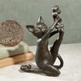 thumbnail image 2 of Stretching Cat Exercising Yoga Figurine Table Sculptur Bronze Black, 2 of 5