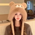 thumbnail image 2 of CPNG Girls Furry Faux Fur Beanie Hat Winter Fleece Hat Cute Animals Cartoon Bear Ears Winter Plush Balaclava Hats Teen Kids Outdoor Windproof Warm Hat with Strap, 2 of 4