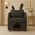 thumbnail image 3 of S-HOME Dark Gray Bunny-Ear Armchair With Triple-Entry Pet Hideaway Openings Cushion Size 27.4 x 25.2 x 37.4 Inch Perfect For Pets, 3 of 13