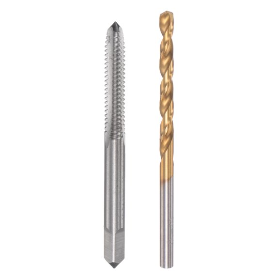 Uxcell 10-24 UNC Straight Flute Tap and 3.9mm Drill Bit Set High Speed Steel Titanium Plated