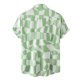 thumbnail image 3 of Camisas De Para Hombre Camisa informal de verano con estampado geométrico para hombre, camisa de manga corta con cuello vuelto (Green, M), 3 of 6