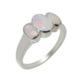 thumbnail image 1 of LBG British Made 925 Sterling Silver Real Natural Opal Womens Statement Ring - 33 size options - Size 8, 1 of 6
