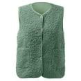 thumbnail image 2 of ZHOGXU Womens Fuzzy Vest Cardigans With Pocket Sleeveless V Neck Solid Color Comfortable Fashion Warm Top For Fall Winter Daily Wear Green Xxl, 2 of 5