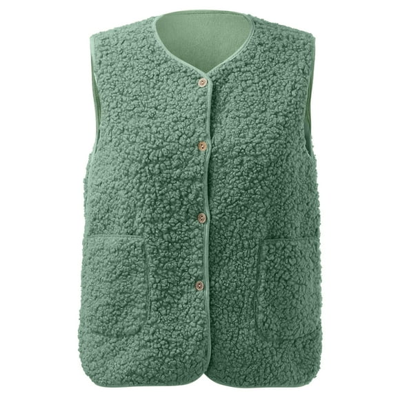 Glisme Cardigan Sweater Vest Women Knitted Sweater Vest Casual Sleeveless Cardigans V Neck Warm Casual Cute Warm Vest Casual Loose Fall Winter Clothes Green