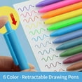 thumbnail image 2 of 6 Color Ink Pens Set Retractable Drawing Pens 0.5mm Fine Fiber Tip Pen Lead Fast-dry for Journaling Writing Note Taking Coloring School Office Home Stationery Supplies, 2 of 8