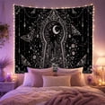 thumbnail image 2 of Gothic Keyhole Garden with Crescent Moon Moths on Black, Mystical Gothic for Dark Art Lovers, Whimsical Witchy Home Decor Halloween Gift Tapestry Wall Hanging for Bedroom and Living Room, 2 of 7