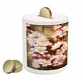thumbnail image 2 of Floral Piggy Bank, Spring Blossom Orchard Featured Plant on Wooden Board Background Image, Ceramic Coin Bank Money Box for Cash Saving, 3.6" X 3.2", Sand Brown Pale Pink, by Ambesonne, 2 of 4