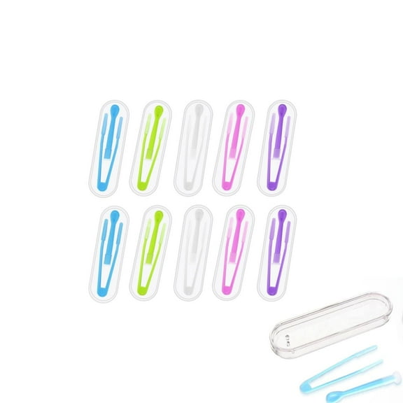 Colorful Contact Lens Remover Tool Case Set,QZS Portable Contact Tweezers with Soft Tip,10Pcs Durable Contact Applicator for Soft Hard Lenses