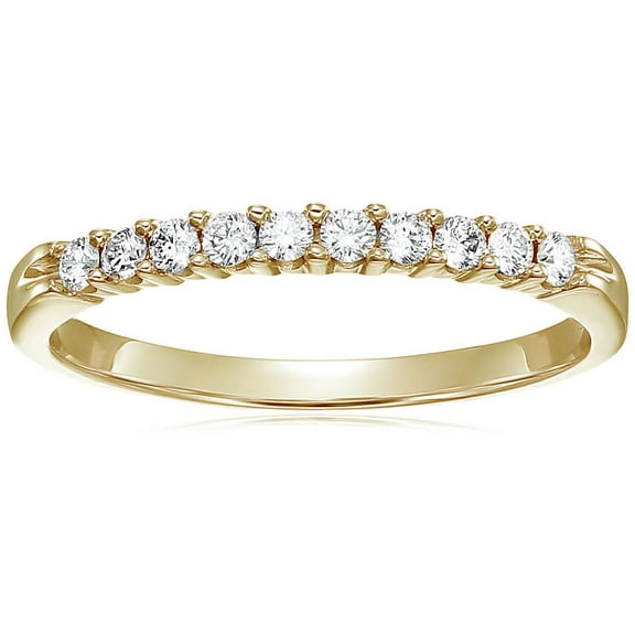 Vir Jewels 1/3 CTTW Diamond Wedding Band 14K Yellow Gold 10 Stone Prong Set Round Size 8 Female Adult