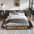thumbnail image 2 of Merrland Queen Size Platform Industrial Bed Frame with 4 Large Storage Drawers, Brown, 2 of 10