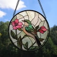 thumbnail image 2 of Friends Christmas Gift - Pink Bird Mosaic Stained Glass Hanging Ornament - Candy Cane Stripe Christmas Tree Decor, Holiday Gift for Mom, Dad, Friends, Family, 2 of 3