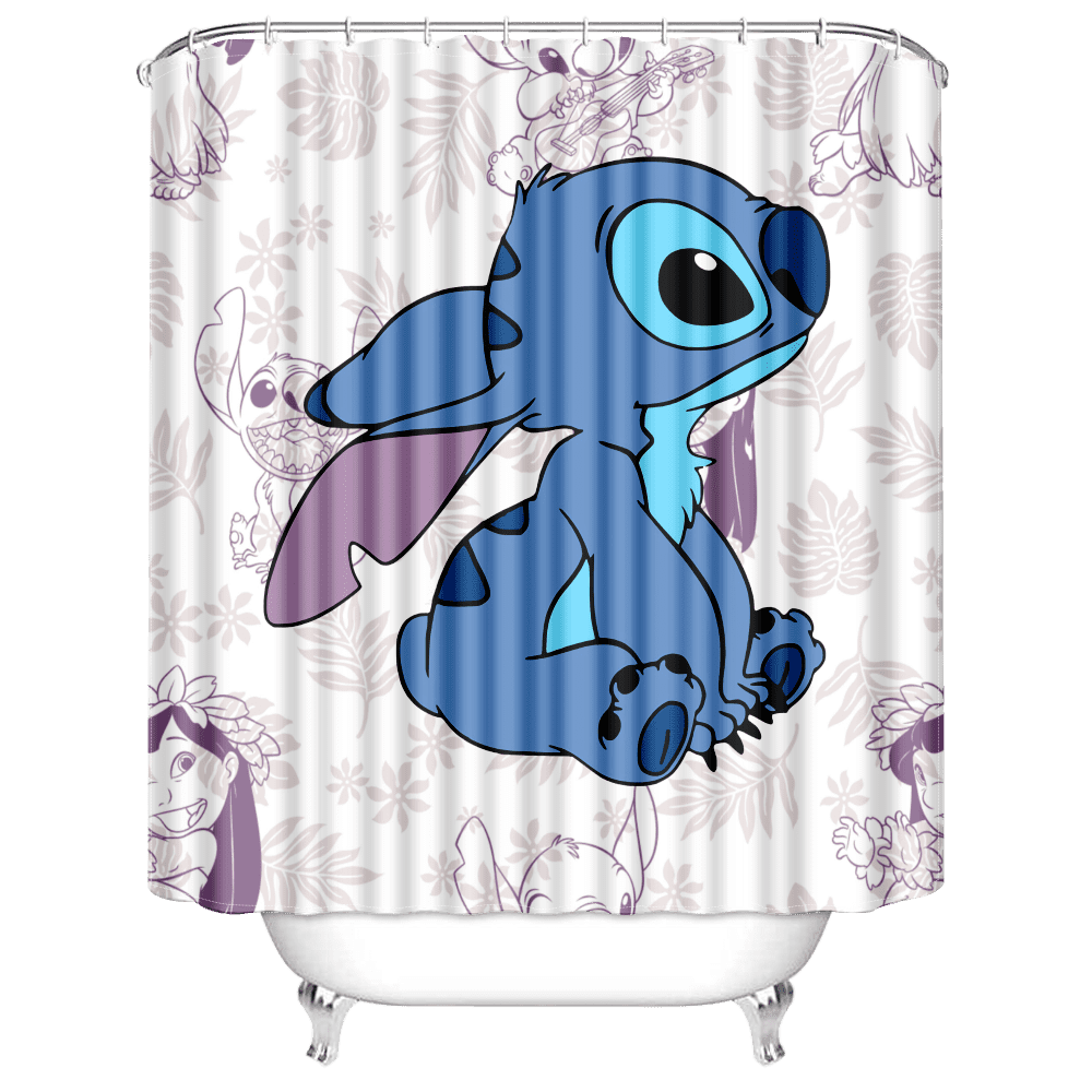 Lilo and Stitch Waterproof Fabric Shower Curtain,Stitch Modern Fabric