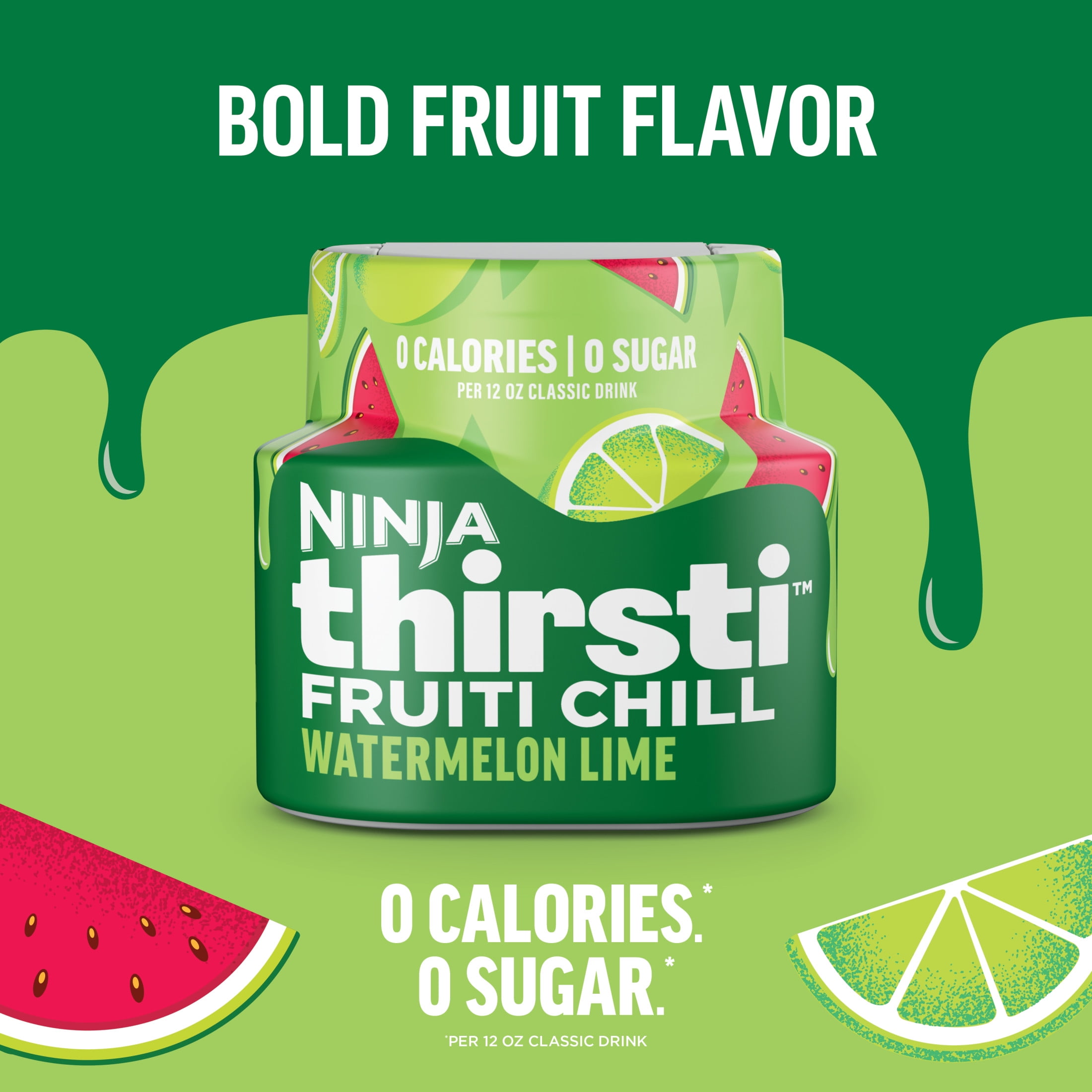 (2 pack) Ninja Thirsti FRUITI CHILL Watermelon Lime Flavored Liquid Water Drops, 1 Flavor Pod, WCFWTLI61