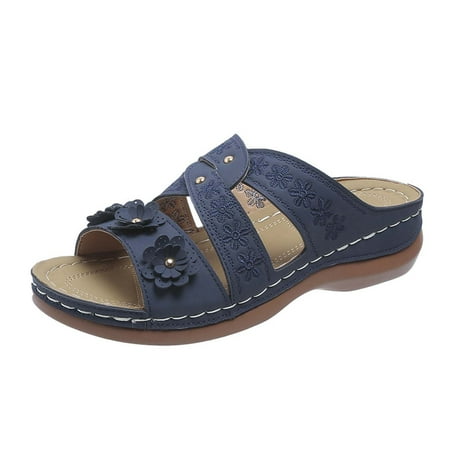 

Women s Vintage Thick Sole Casual Sandals Open Toe Summer Comfortable Soft Slides with Arch Support Orthopedic Sandal for Women