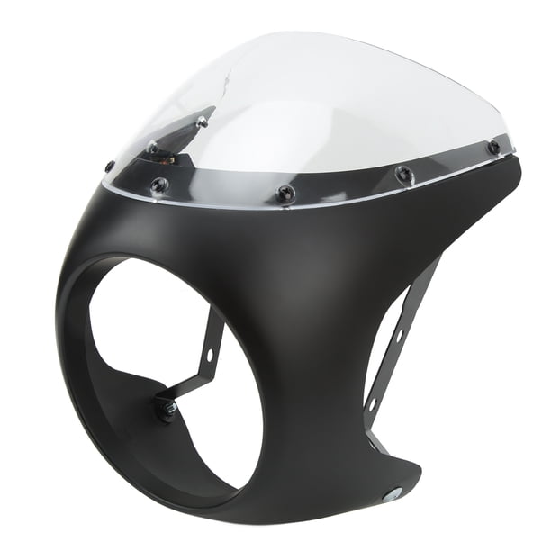 Carenado de faro delantero de motocicleta de 7 pulgadas, superficie lisa, resistente al envejecimiento, resistente al desgaste, apto para faros redondos, motocicleta, negro mate y transparente