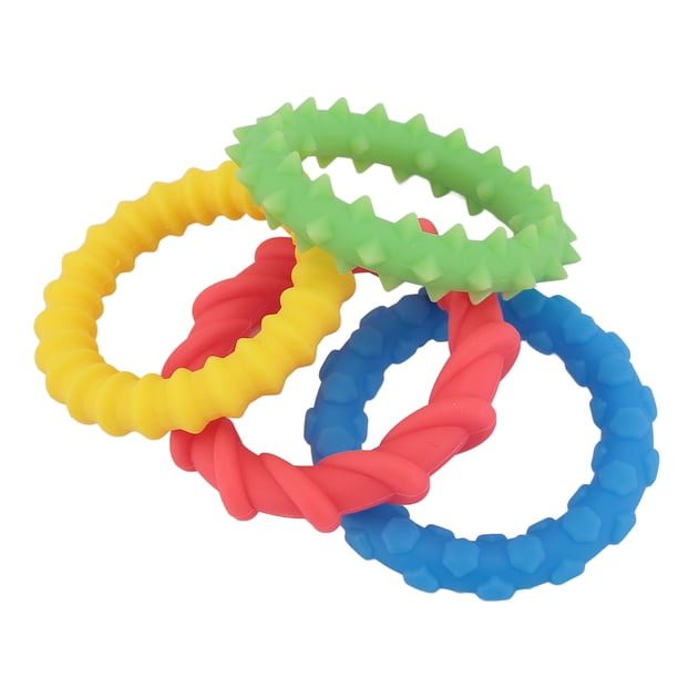 Anillos sensoriales para niones, 4 pcs pulseras sensoriales de silicona colores vibrantes para niños