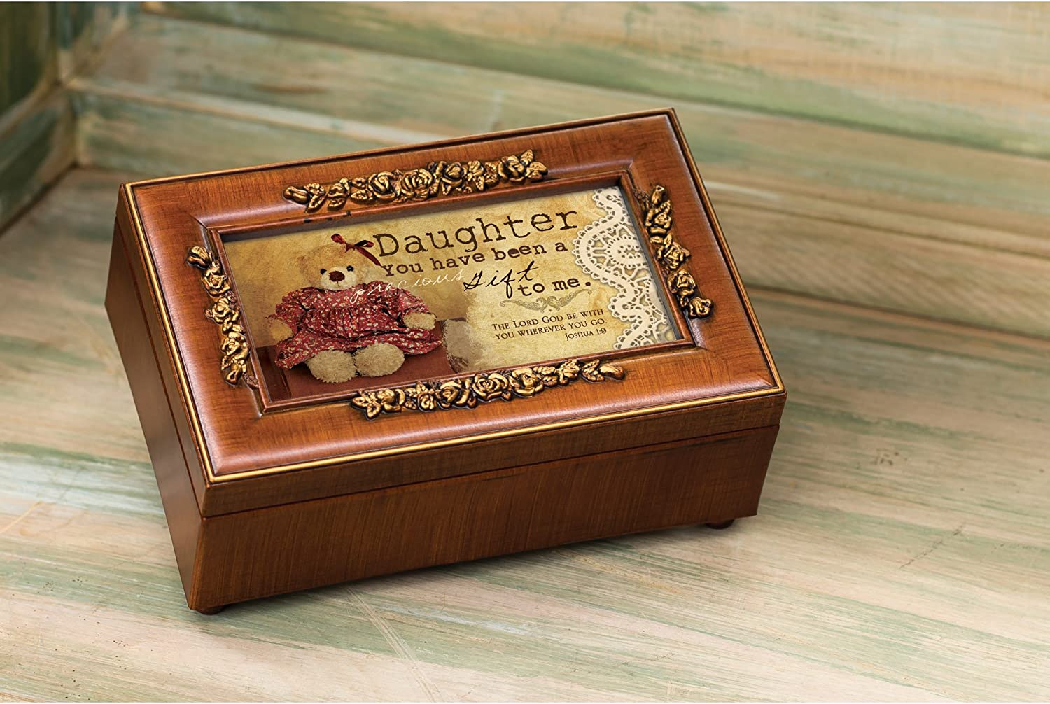 Cottage Garden Daughter Woodgrain Petite Rose Music Box / Jewelry Box Plays H...