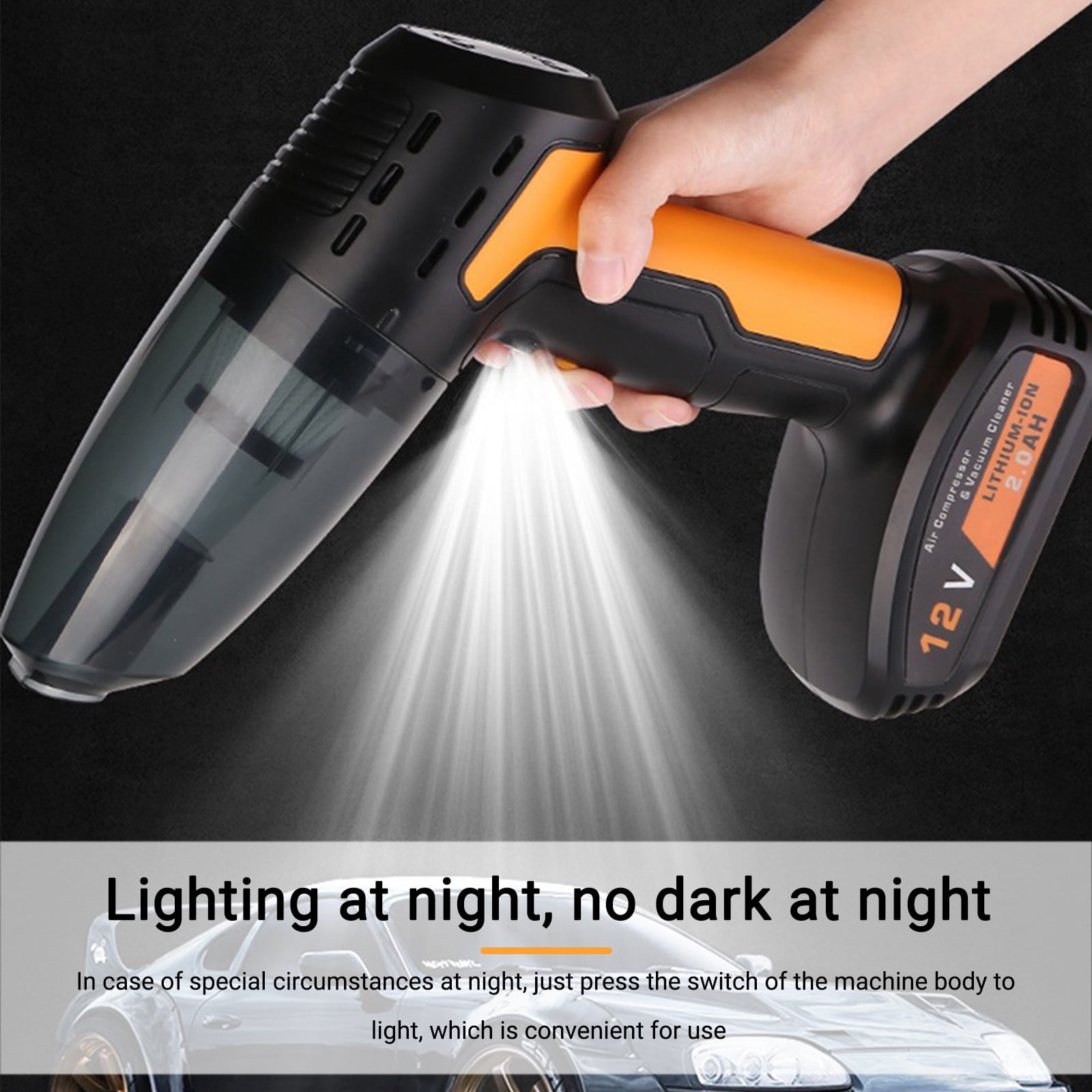 4-in-1 Handheld Car Vacuum Cleaner with Tire Inflator, 8000Pa Suction Power, Portable Vacuum for Car, Home, Office, and Pet Hair