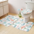thumbnail image 4 of Teal Seahorse Starfish Bathroom Rugs Set Summer Beach Coral Shell Watercolor Non Slip Absorbent Soft Bath Mats 3 Piece Set with Bathroom Rug, U-Shaped Floor Mat, Toilet Seat Cover Small Size, 4 of 9