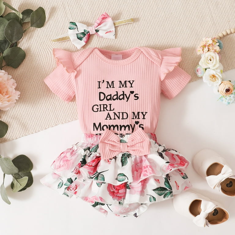 Newborn Baby Girl Clothes Set Ruffle Short Sleeve Romper Floral