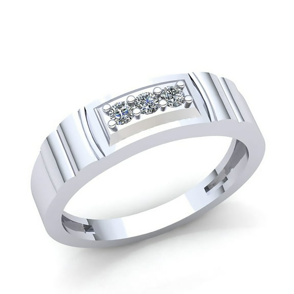 Natural 0.33ctw Round Cut Diamond Mens Three-stone Anniversary Wedding Band Solid 18K Rose, White or Yellow Gold F VS1