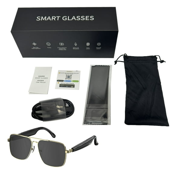 2025 New Smart Glasses for Men ,Clear Bluetooth Sunglasses for Women with Polarized Lenses Anti-Blue Light, 144+ Languages Real-Time Translation,Built-in Microphone,Speaker (Color-V4)
