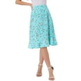 thumbnail image 1 of Faldas midi florales para mujer Inspire Chic, con volantes, cintura alta, fluida, en línea A, con abertura, longitud a la rodilla, color azul lago, 1 of 6
